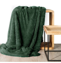 Kožešinová deka se stříbrnou nití Tiffany tmavě zelená