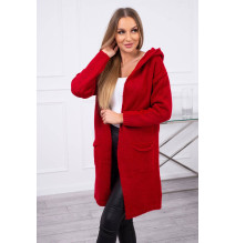 Dámsky sveter s kapucňou MI2020-10 červený