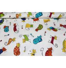 Fabric decoration Cotton Panama Multicolored cats, h. 140 cm
