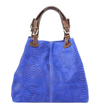 Genuine Leather Handbag Python stamp 35 bluette