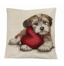 Pillowcase gobelin 50x50 cm Poodle with a heart