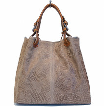 Borsa in vera pelle stampa pitone 35 taupe