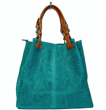 Borsa in vera pelle stampa pitone 35 verde acqua