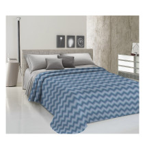 Prikrývka na posteľ Piquet Zig-zag modrá