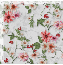 Waterproof patterned fabric MIGD370 Flowers, h. 160 cm