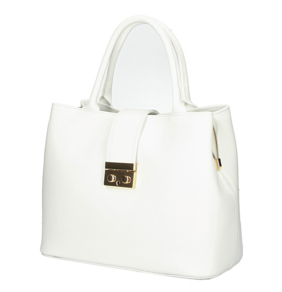 Woman Leather Handbag 1137 white Made in Italy