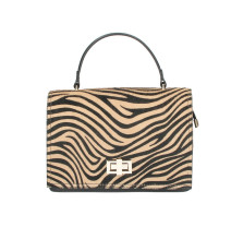 Leather handbag MI86 beige zebra