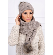Women’s Winter Set hat and scarf  MIK121 dark beige