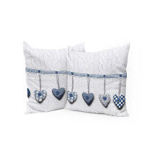 Pillowcase Hanging hearts blue 40x40 cm