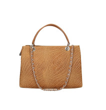Woman Leather Handbag 765 cognac Made in Italy