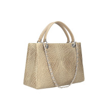 Woman Leather Handbag 765 taupe Made in Italy