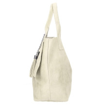 Genuine Leather Maxi Bag  804 beige Made in Italy