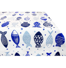 Cotton tablecloth Blue fish