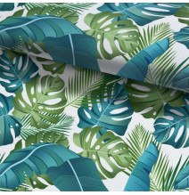 Vorhang an Ringen 140x250 cm himmelblau, Monsterblätter