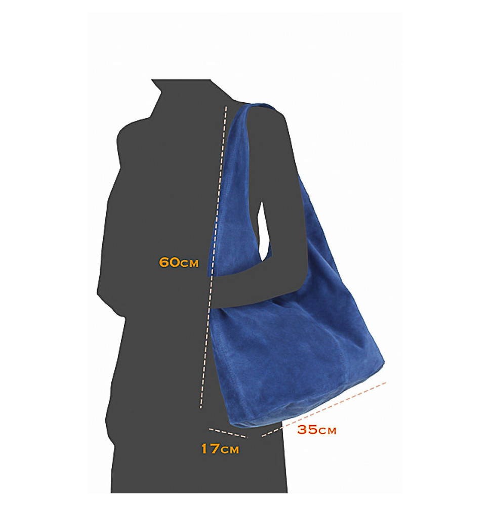 Kožená kabelka v úprave semiš 804A modrá Modrá