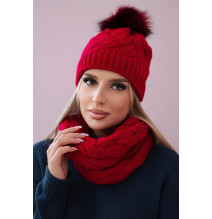 Berretto e scaldacollo da donna PLK5 rosso