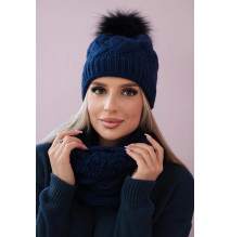 Berretto e scaldacollo da donna PLK5 blu