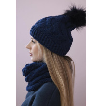 Berretto e scaldacollo da donna PLK5 blu