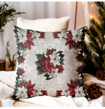 Luxusná vianočná gobelínová obliečka na vankúš s lurexom Vianočná girlanda