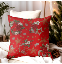 Christmas cotton pillowcase Christmas roses on red
