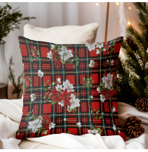 Christmas cotton pillowcase Christmas roses on cubes
