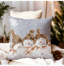 Vianočná obliečka na vankúš Snehuliak béžový 40x40 cm Made in Italy