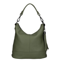 Genuine Leather Shoulderbag MI38 military green Made in Italy