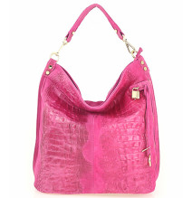 Genuine Leather Handbag Crocodile stamp 1311 fuxia
