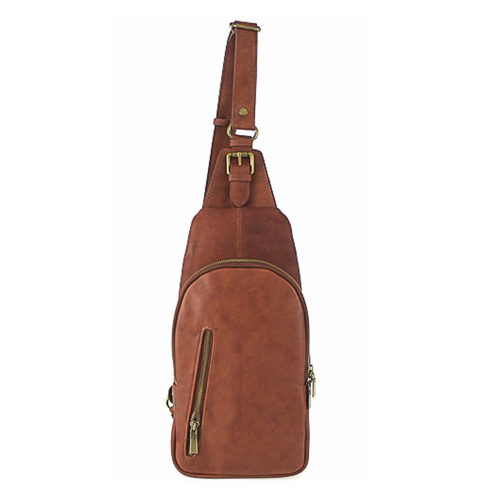 Genuine Leather Strap bag 990 brown