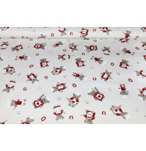 Decorativ Cotton Fabric Teddy bear chef in burgundy, h. 140 cm