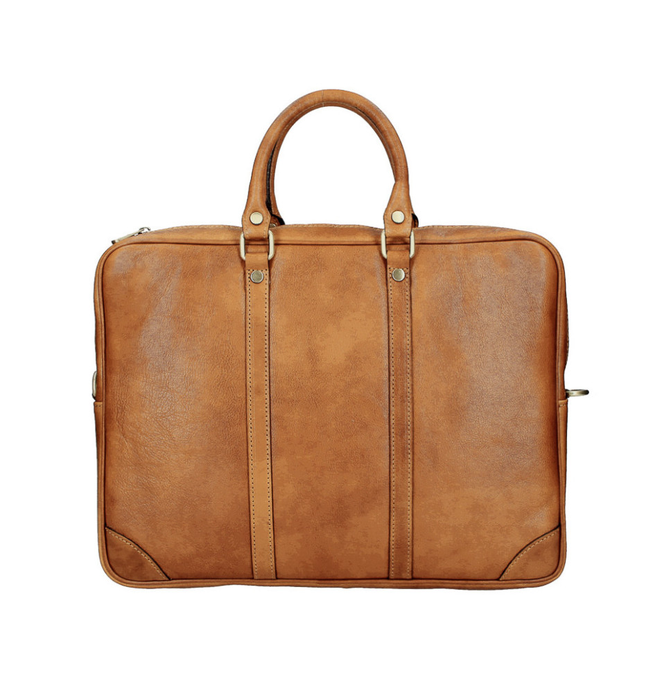 Leather Messenger Bag 380 cognac Made in Italy