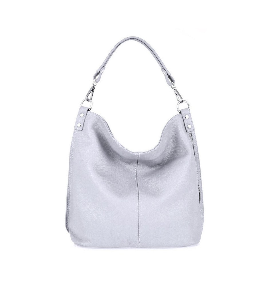 Borsa a spalla in vera pelle 981 Made in Italy grigio