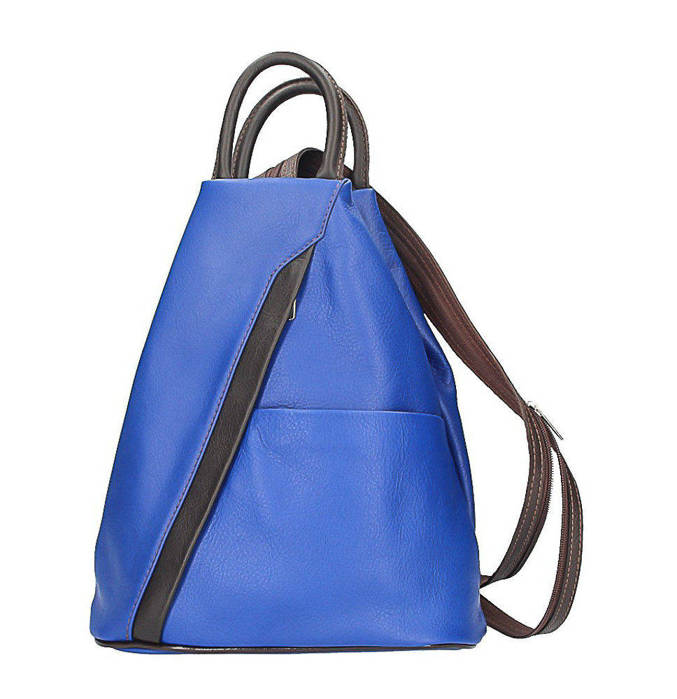 Bőr hátizsák ciánkék Gyártva Olaszországban