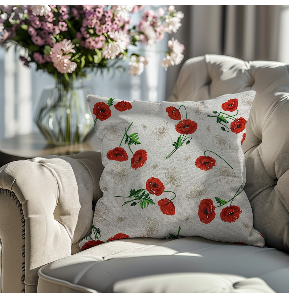 Kissenbezug rot wilde Mohnblumen