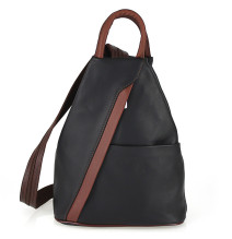 Leather backpack black + brown