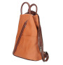 Leather backpack taupe + cognac