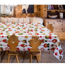 Christmas tablecloth with Christmas decorations