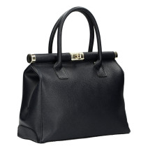 Čierna kožená kabelka do ruky 501 Made in Italy