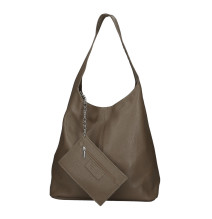 Kožená kabelka na rameno 108 tmavá šedohnedá Made in Italy