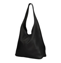 Kožená kabelka na rameno 108 čierna Made in Italy