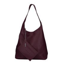 Kožená kabelka na rameno 108 vínová Made in Italy