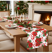 Christmas table runner Christmas rose on white