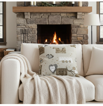 Federa cuscino cuori taupe