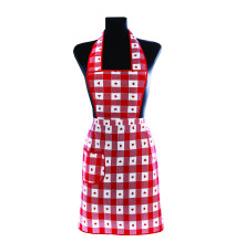 Bavlnená kuchynská zástera červená so srdiečkami | Mondo Italia