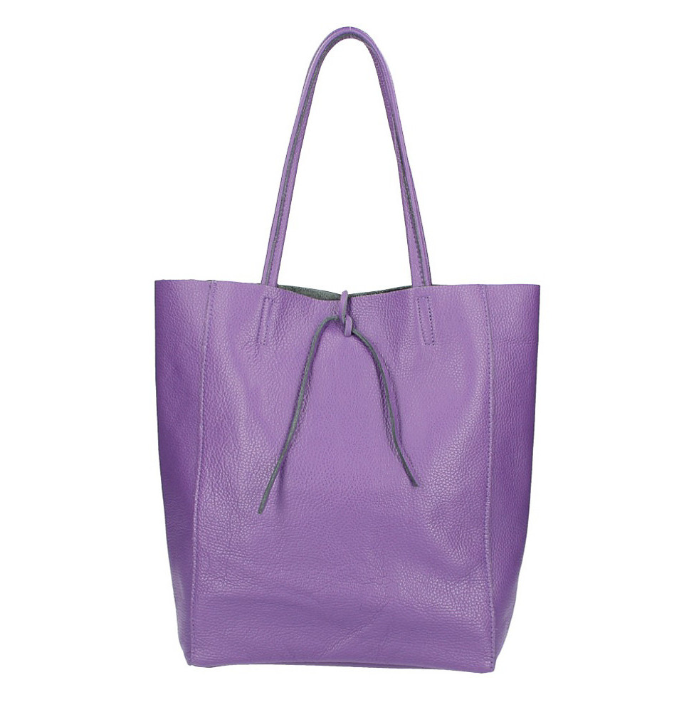 Kožená shopper kabelka 396 fialová MADE IN ITALY