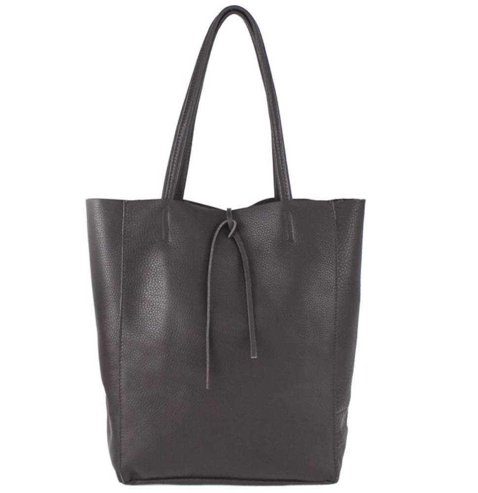 Kožená shopper kabelka 396 tmavě hnědá Made in Italy