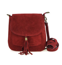 Kožená kabelka na rameno 1147 tmavo červená