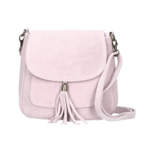 Kožená kabelka na rameno 1147 pudrovo ružová