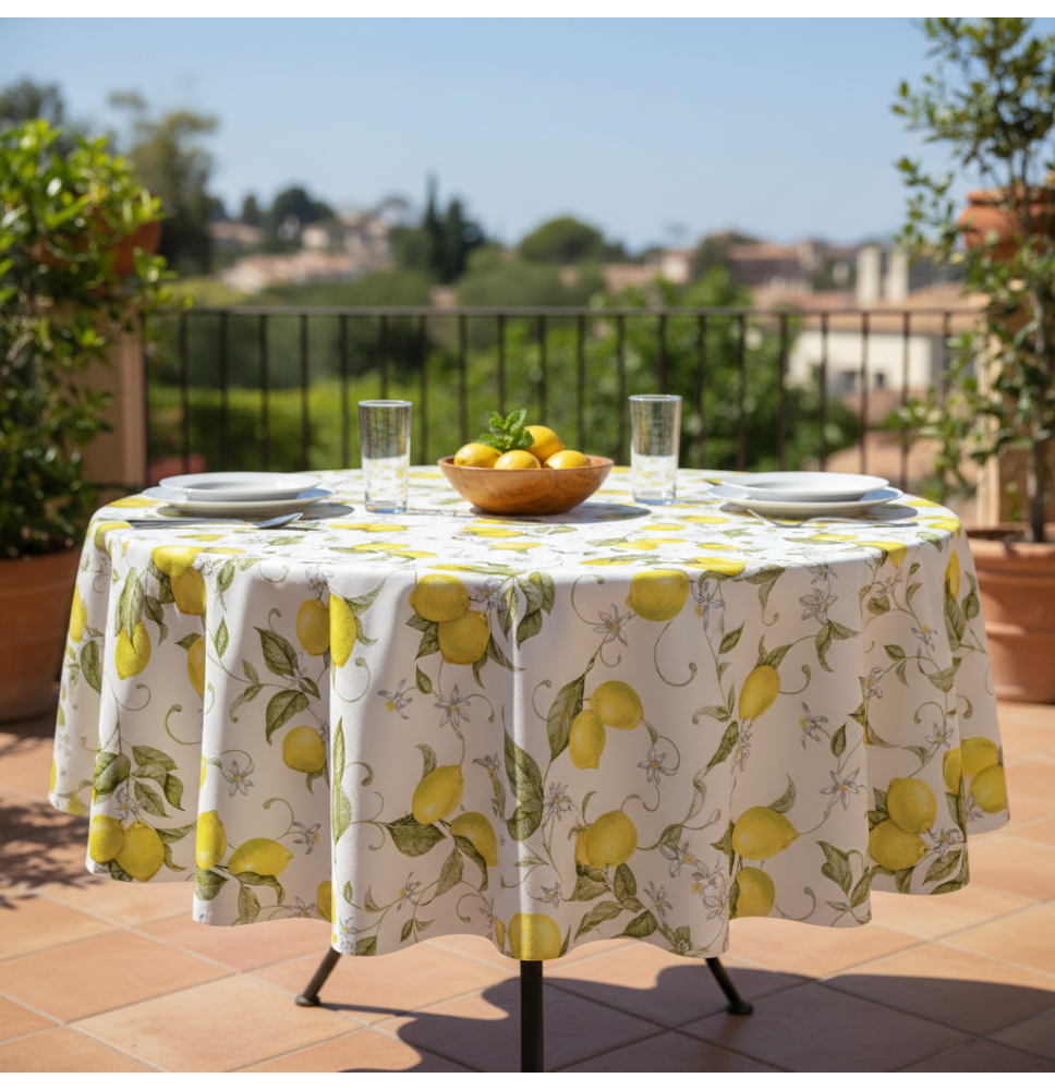 Round tablecloth Lemons