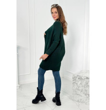 Dámsky sveter s rukávmi typ netopiera MI2019-13 zelený
